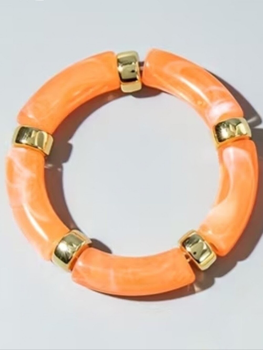 NWT* Orange, Gold, White Beaded Bracelet,  Stretch *NEW